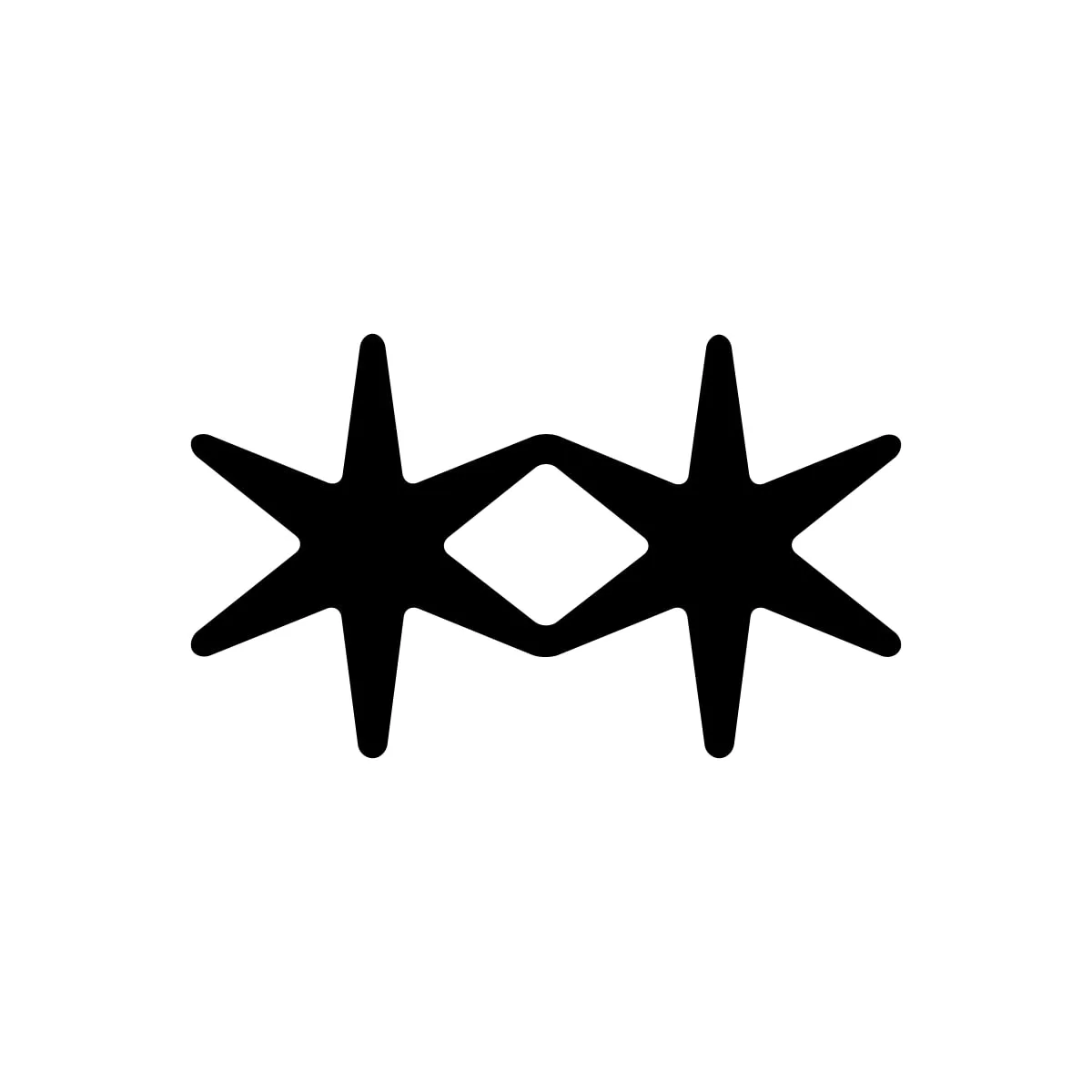 Logotipo de Are.na: dos estrellas negras de seis puntas unidas sobre fondo blanco