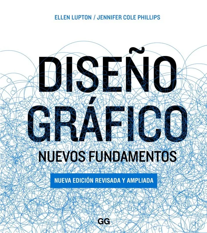 Cubierta de Diseño gráfico: nuevos fundamentos con letras negras grandes sobre una maraña de círculos azules